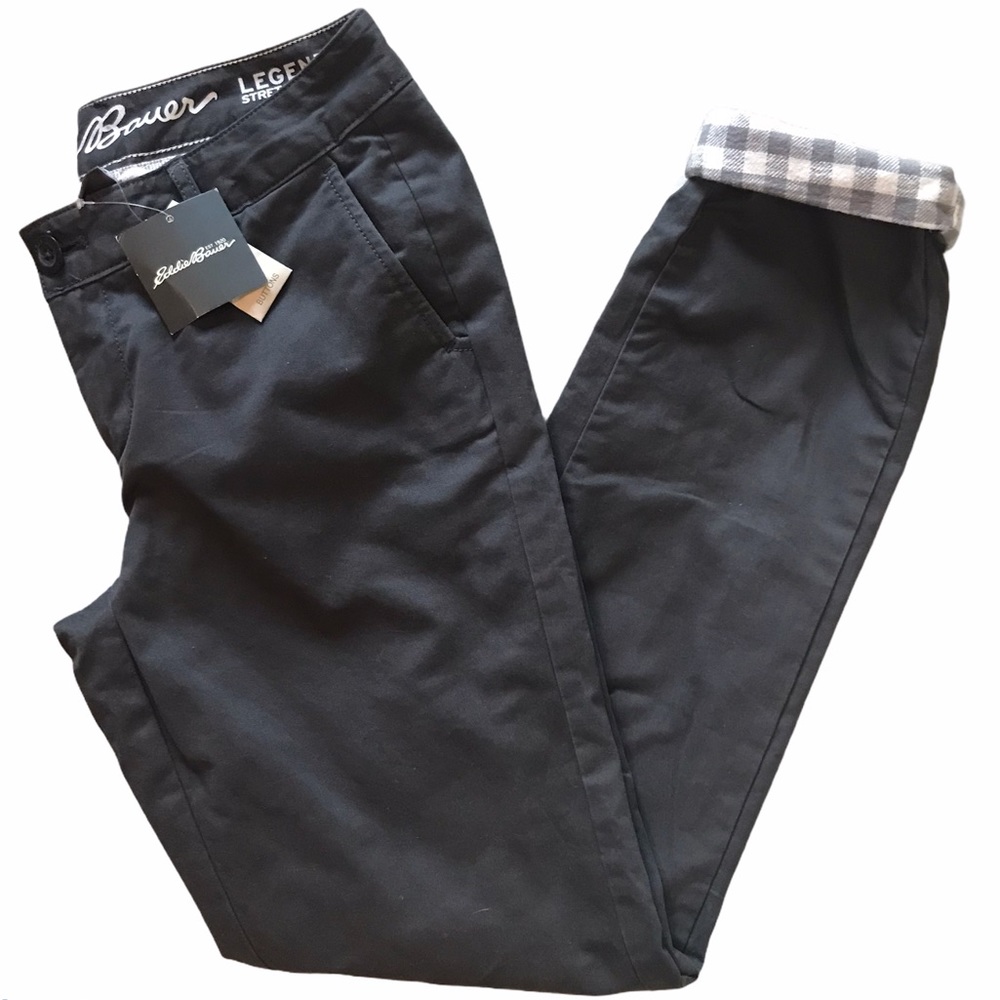 EDDIE BAUER Boyfriend Flannel Lined Pants Sz 0 NWOT